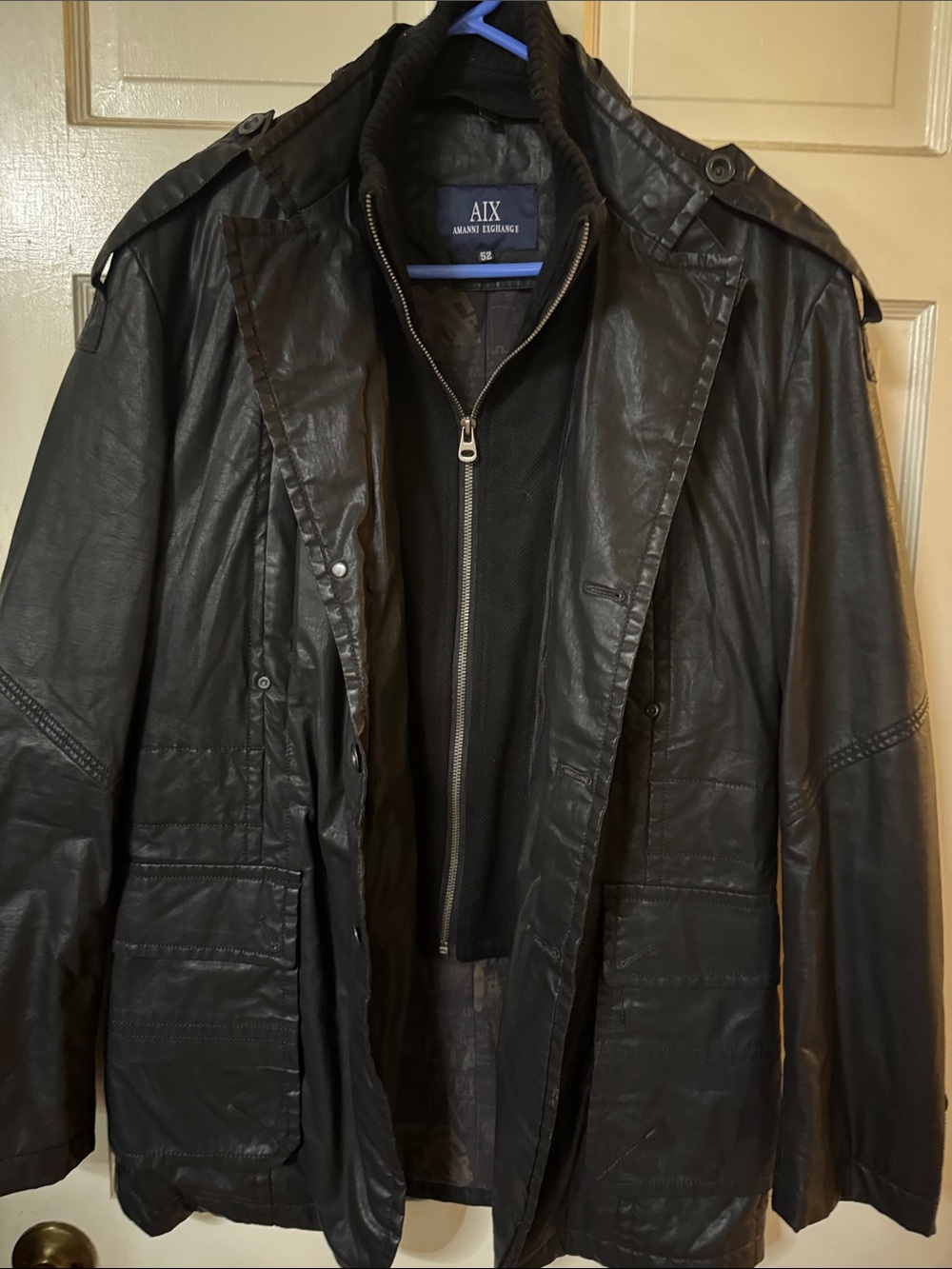 A/X Amanni Exchange Men’s Black Leather Trench Coat